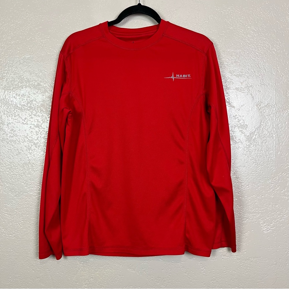 5 for 30 Men's Habit Red Long Sleeve Pullover Athletic Lightweight Shirts Size M